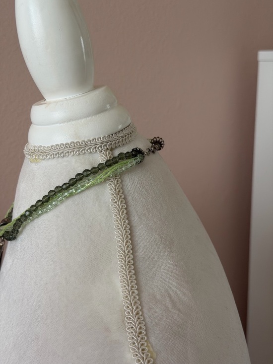 Multi-Strand Forest Green Jade & Peridot Glass Beaded Statement Necklace - Picture 2 of 4